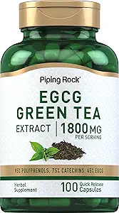 Piping Rock EGCG Green Tea Extract 1800 mg | 100 Capsules | Standardized Supplement | Non-GMO, Gluten Free