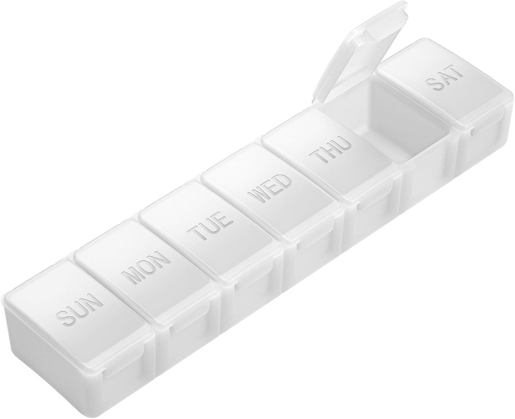 Extra Large Pill Organizer Weekly, KAPENS Daily Pill Case Box Large Capacity Compartments, 7 Day Pill Containers for Medicine Supplements Vitamin Fish Oil, White