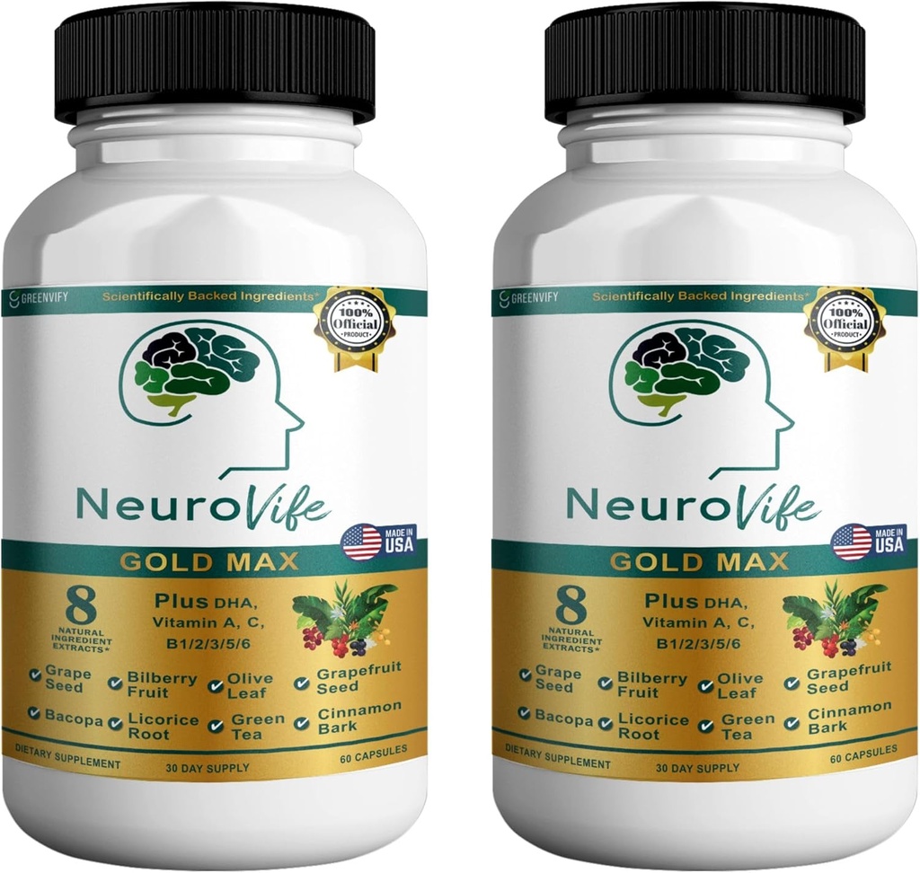 NeuroVife Gold Max Brain サポートサプリメント | DHA、ビタミンA、C、B複合体による8天然エキス | 60 ベジギーカプセル | アメリカ製 (2)