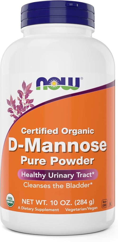NOW Foods Pure, Organic D-Mannose 10 oz Powder - Bladder Cleanse and Urinary Tract Health Supplement - Non-GMO - Vegan Friendly - 2000mg / 2 Grams per Serving