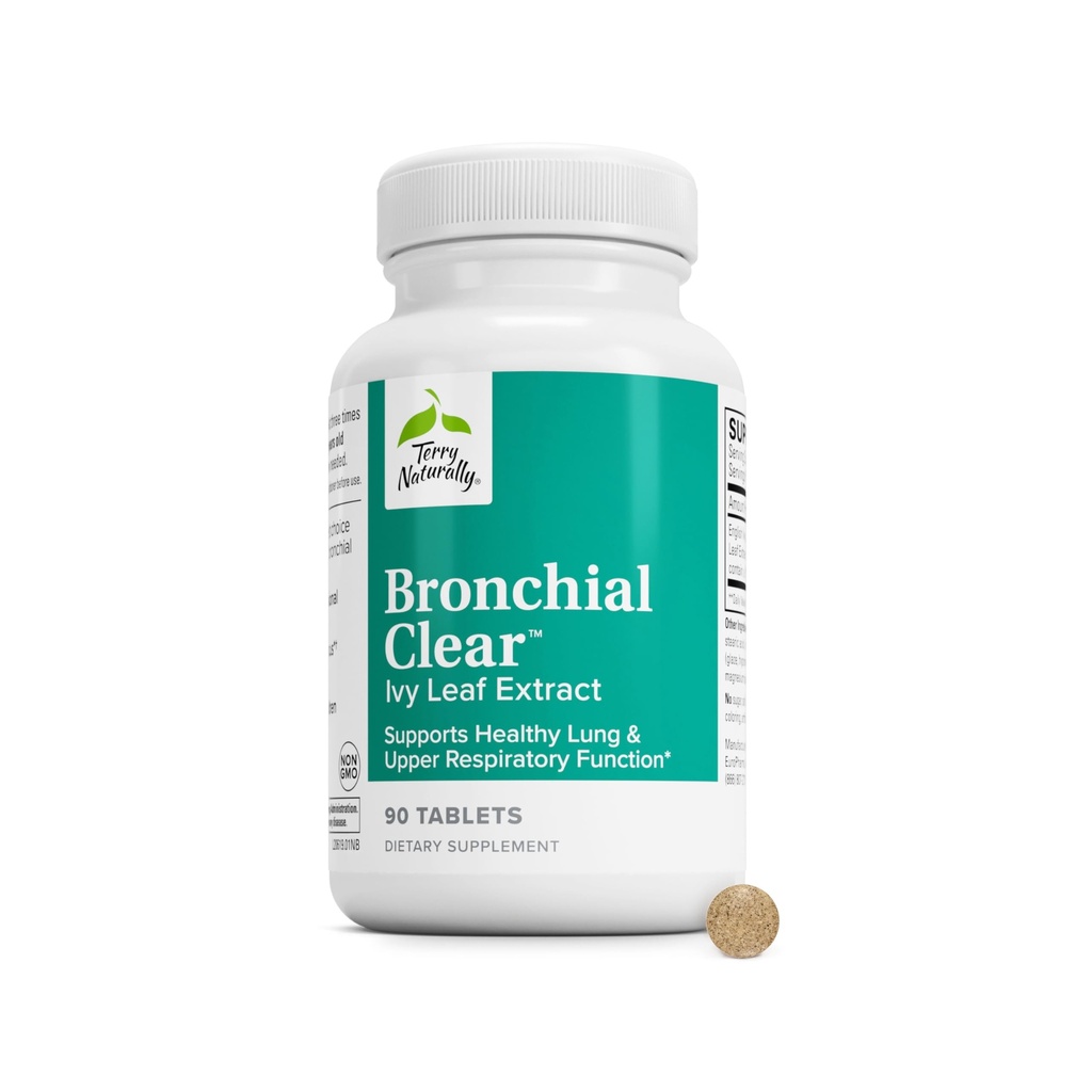 Terry Naturally Bronchial Clear - 90錠 - Lung & Upper Respiratory Function Support Supplement, Non-Drowsy, Non-Jittery - Non-GMO, グルテンフリー - 90サービング