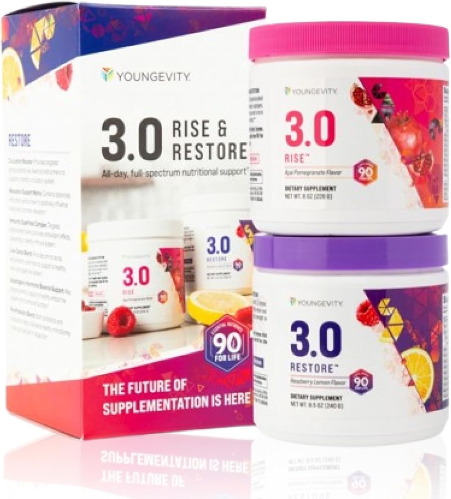 タンジー・タンジェリン3.0ライズ&リストアを超えてYoungevity | デイ&ナイトのデュアルシステムサプリメント | 自然エネルギー、認知免疫&ダイジェストサポート | アサイ・ポメグラネイト&ラズベリーレモン