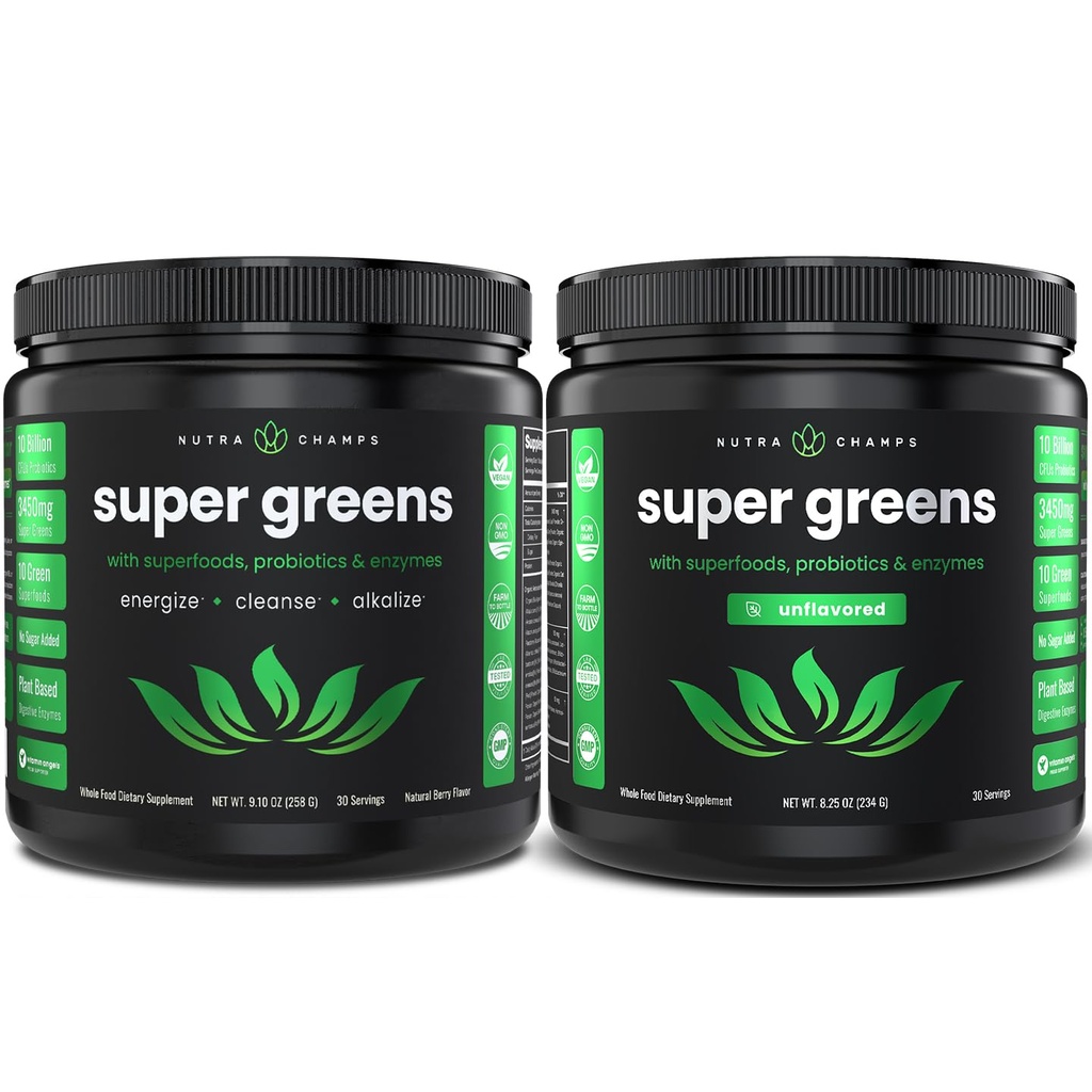 NutraChampsスーパーグリーンベリー&スーパーグリーンスフレーバーバンド - 2ヶ月の供給