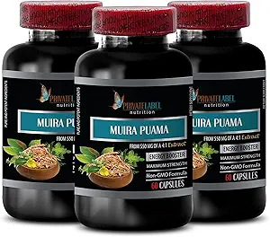 男性のためのエネルギーサプリメント - MUIRA PUAMA EXTRACT 2200Mg - 男性の強化 - エネルギーブースト - 男性のためのmuira puama - 女性のためのmuira puama - muira puamaハーブ - muira puama根エキス - 3 Bot 180キャップ