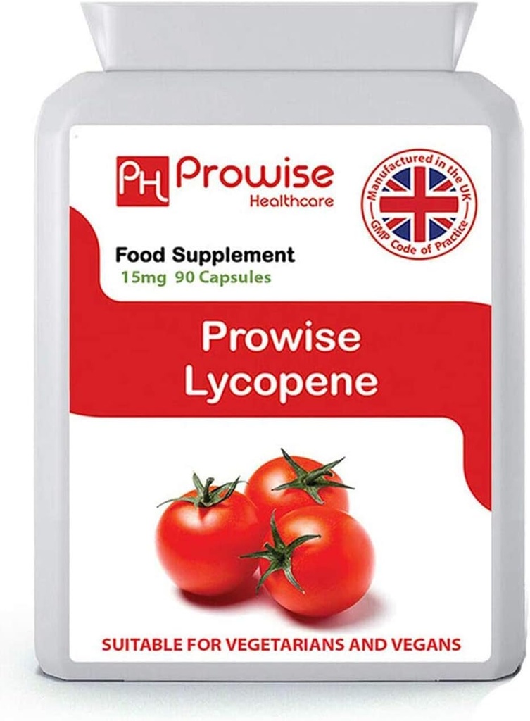 Lycopene 10% ビーズレット 15mg 90 カプセル - 英国製造 | GMP プロワイズヘルスケアによる基準 - ベジタリアンやビーガンに適しています