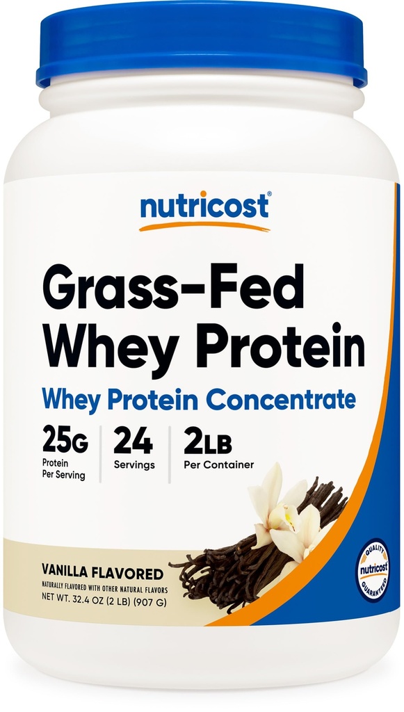 Nutricost 草フィード ホエイプロテイン濃縮物 (Vanilla) 2LBS - Undenatured、非GMO、グルテンフリー