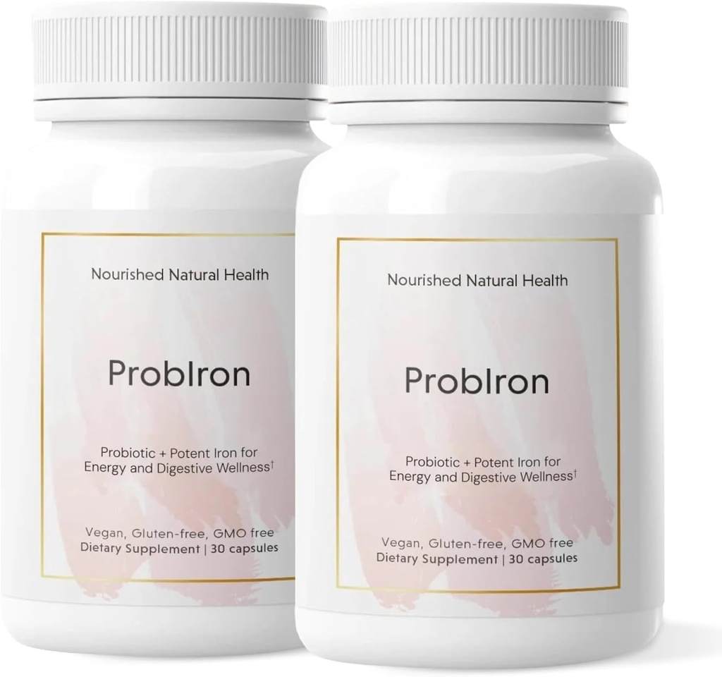 Nourished自然健康ProbIron - 女性のプロバイオティック + ビタミンCと銅でブースト鉄サプリメント - エネルギーと消化ウェルネスのためのビーガンフォーミュラ - 60カプセル