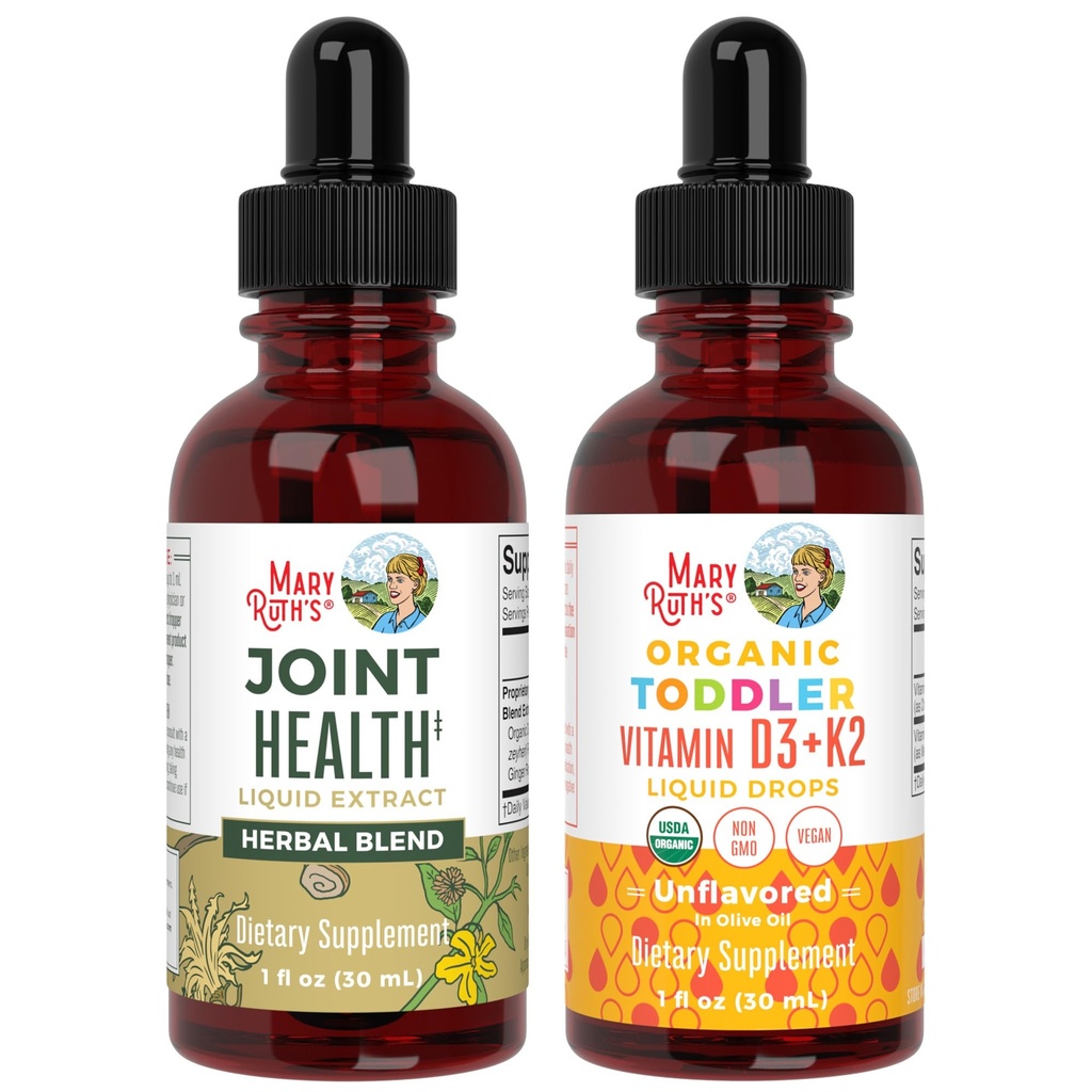 MaryRuth Organics Joint Health Liquid & Vitamin D3 + K2 Toddlers | USDA Organic & Clean Label Project Verified® | カルシウム、継手、骨サポート用ビタミン | ヴィーガン、非GMO、グルテンフリー