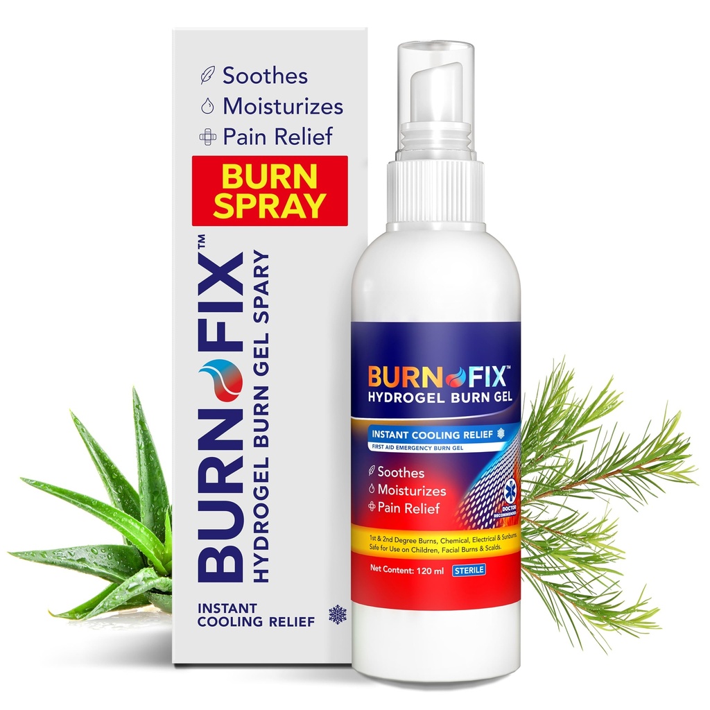BurnFix® Hydrogel Burn Spray – 120 ml インスタント冷却リリーフ 1st&2nd バーン、サンバーン&スカルド | 医師推奨保湿 キッズ&大人のための必須