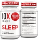 大人のための10X健康の睡眠の補足 - 60のカプセル - Melatonin 3mg、Lのテアニン、マグネシウムの補足、深いのためのマグネシウムの酸化物、よりよい残り及び弛緩 - 3-in-1自然な睡眠サポート
