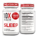 大人のための10X健康の睡眠の補足 - 60のカプセル - Melatonin 3mg、Lのテアニン、マグネシウムの補足、深いのためのマグネシウムの酸化物、よりよい残り及び弛緩 - 3-in-1自然な睡眠サポート