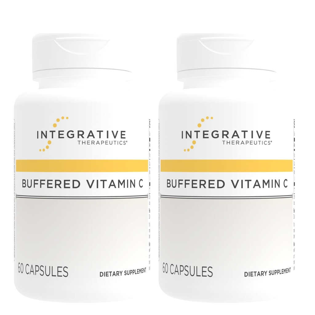 Integrative Therapeutics Buffered Vitamin C - 健康な皮膚とコネクティブチスのための抗酸化サポートサプリメント* - ビーガン&グルテンフリー - 60カプセル(2パック)