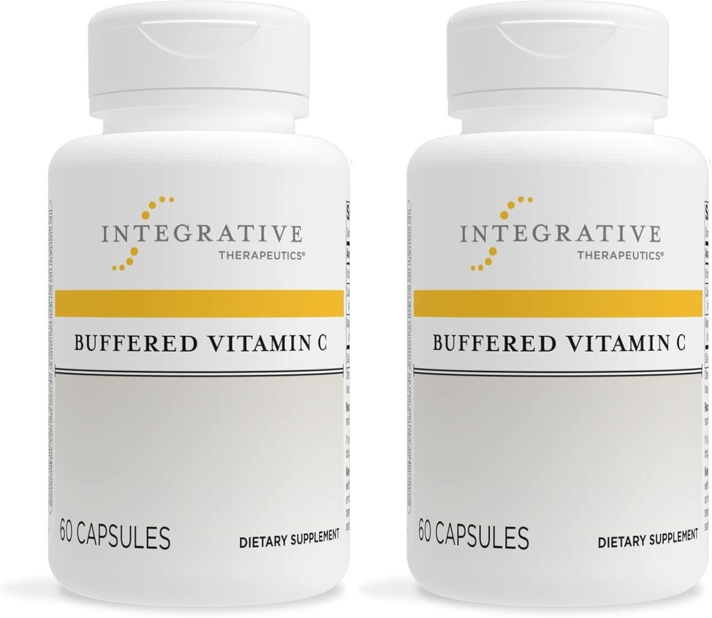 Integrative Therapeutics Buffered Vitamin C - 健康な皮膚とコネクティブチスのための抗酸化サポートサプリメント* - ビーガン&グルテンフリー - 60カプセル(2パック)