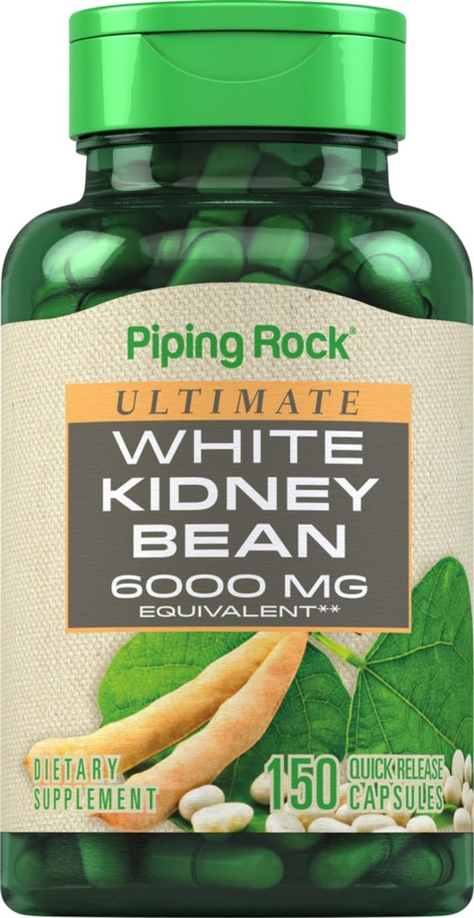パイピングロックホワイト腎臓豆エキス | 6000mg | 150カプセル | 非GMO&グルテンフリーサプリメント