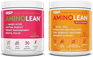 RSP NUTRITION AminoLean Pre Workout Energy (Watermelon 30 サービング) with AminoLean Recovery Post Workout Boost (Blood Orange 30 サービング)