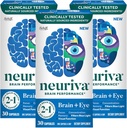 NEURIVA の頭脳 + 記憶のための目の補足、集中及び臨床的にテストされた Lutein およびゼアキサンチン、ビタミン A C 及び E + 目の健康及びフィルターのための亜鉛 青いライト 30 のカプセルの計算 (3 パック)