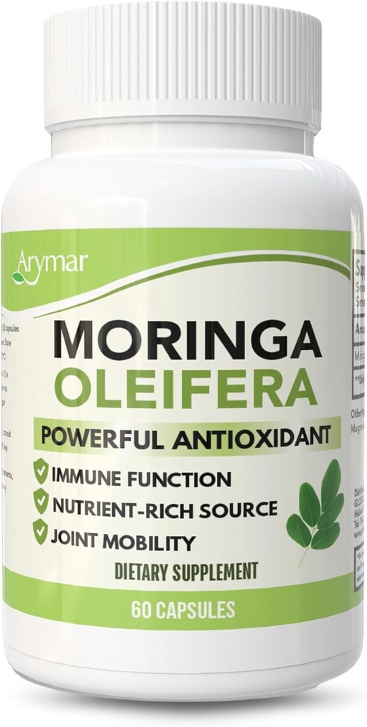 Arymar Moringa Oleifera 630mg - 60カプセル - 全体的なウェルネスのための酸化防止リッチサプリメント