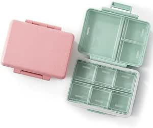 2パック9コンパートメントトラベルピルオーガナイザーボックスモイストププルーフポケットパーズデイリーピルホルダー容器医薬品ビタミ