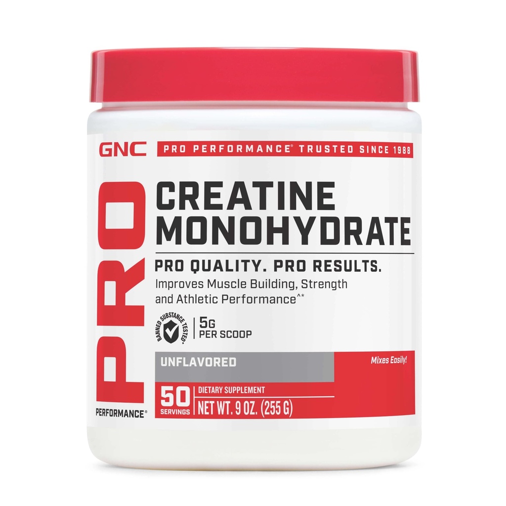 GNC のプロ パフォーマンスのクレアチンの Monohydrate の粉のための女性及び人のサービング、筋肉建物、エネルギー生産、持久力、性能、50 のサービングごとの 5g クレアチン