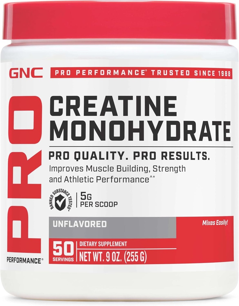GNC のプロ パフォーマンスのクレアチンの Monohydrate の粉のための女性及び人のサービング、筋肉建物、エネルギー生産、持久力、性能、50 のサービングごとの 5g クレアチン