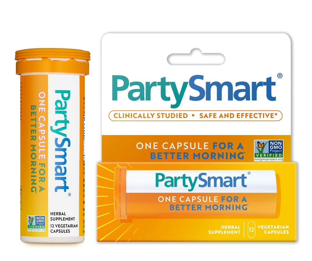 Himalaya PartySmart、12カプセルチューブ - 飲酒後のより良い朝のためのアルコールブレイクダウン肝臓サポート - 植物ベース、ビーガン、非GMO、グルテンフリー、臨床的にスタッド