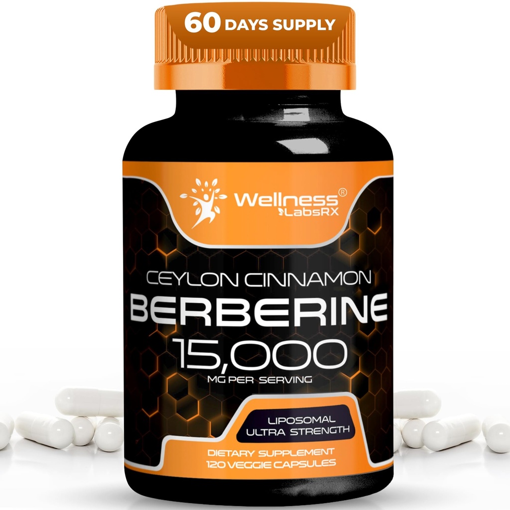ウェルネスLABSRX Berberineサプリメント15,000mg - セイロンシナモン、全体的なウェルネスサポートカプセル - 120カプセル(パッケージ1)