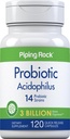 パイピングロックプロバイオティクス カプセル for Women and Men | 3 Billion Live Culture | 120 Pills | 14 Strains Supplement | Non-GMO, グルテンフリー