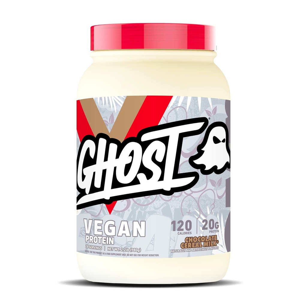 GHOSTビーガンプロテインパウダー, チョコレートシリアルミルク - 2lb, タンパク質の20g - 植物ベースのエンドウ豆 & 有機カボチャタンパク質 - ポストワークアウト&栄養シェイクスムージー, & ベーキング - 大豆&グルテンフリー