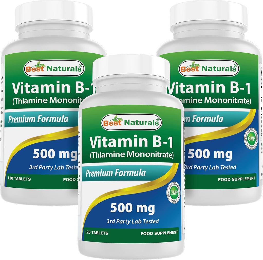 最高のナチュラルビタミンB1としてチアミン単硝酸塩500 mg 120錠(120カウント)