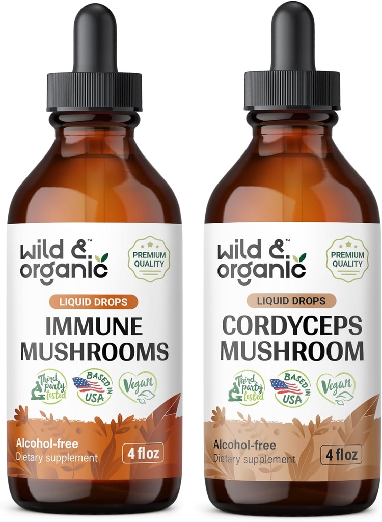 ワイルド&オーガニック免疫キノコのチンキ4 fl oz&コルディセプTincture 4 fl oz