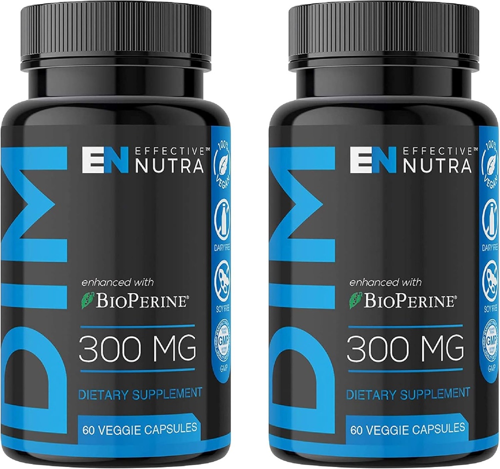 EFFECTIVE NUTRA Dim Supplement 300mg with BioPerine - 男性と女性のための余分な強さのエストロゲンのブロッカー - ホルモン&代謝サポート - 4ヶ月の供給