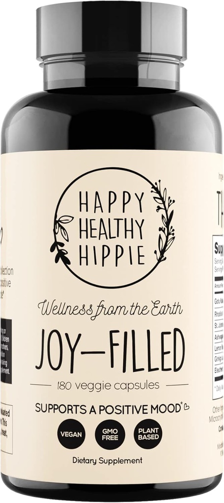 喜びに満ちた気分のサポートサプリメント - 7ハーブコンプレックスw / St. Johns Wort(180 Ct)  Rhodiola Rosea、Eleuthero、Ashwagandha | ストレスリリーフ - 心と体をカルムするのに役立ちます | 100%植物ベースのハッピーピル