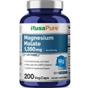 ヌサピュアマグネシウムマレート1350mg 200ベジーカプセル(ヴィーガン、非GMO、ビーガン)
