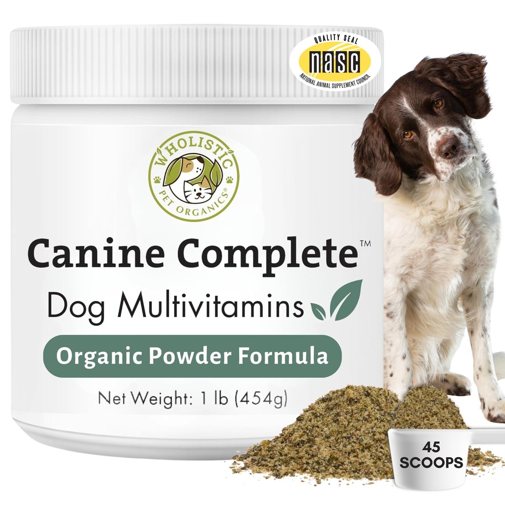 wholistic ペット オーガニック カイン 完全 - 犬マルチビタミン パウダー - 1 Lb - 毎日の犬のビタミンとサプリメント - 免疫システム、皮膚、コート、全体的な健康 - 小さくて大きな繁殖
