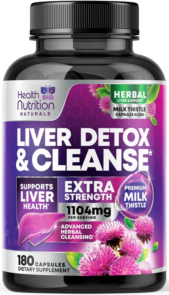 Gentle Liver Cleanse Detox & Repair Formula - Silymarin Milk Thistle、Dandelion Root、Artichoke Extract、Turmeric、Coteline、およびBetroot - 180 Veggie Capsulesの高度な肝臓サポートサプリメント
