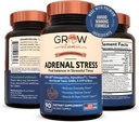 Grow Vitamin Adrenal Stress Advanced Formula, Organic KSM-66 Ashwagandha with AlphaWave L-Theanine, 5-HTP, Magnesium Blend - Everyday Stress Relief, Mood Support, Cognitive, Brain Health, 90 Capsules