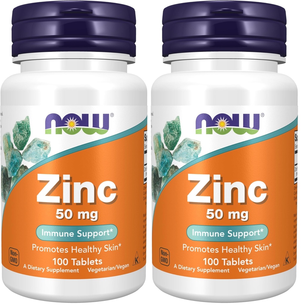 NOW食品は、亜鉛(亜鉛グルコン酸)50mg、サポート酵素機能*、免疫サポート*、100錠(パッケージ2)を補います