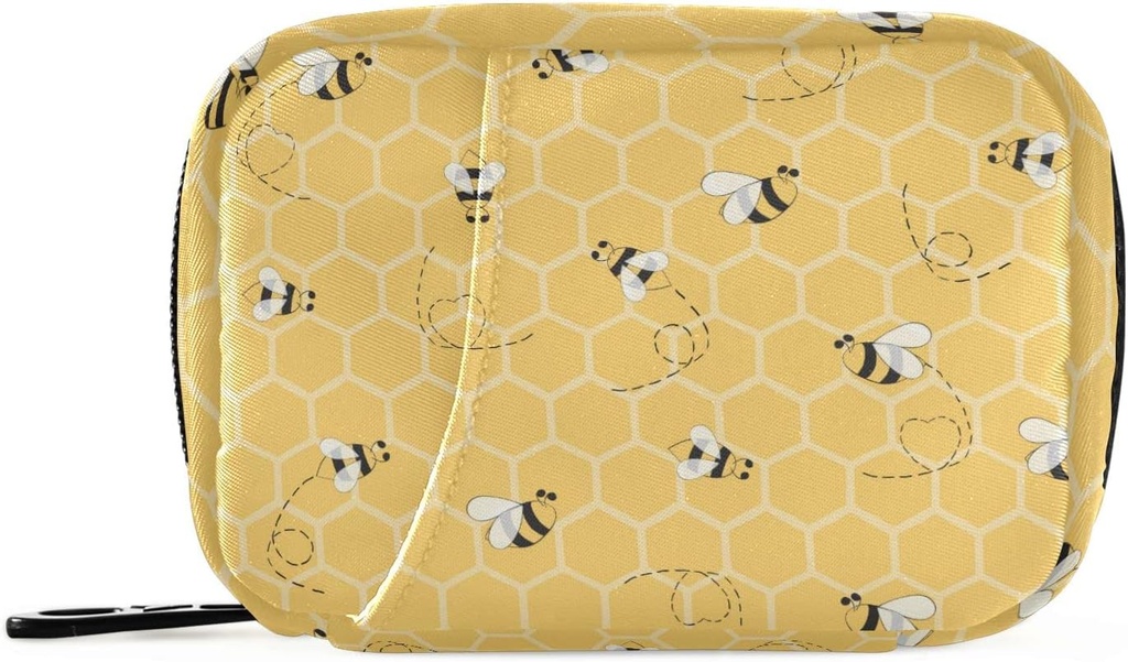 黄色い蜂の蜜蜂の巣の丸薬のオルガナイザーの箱ジッパーの携帯用ウィークリー ビタミンの薬の補足のホールダー袋が付いている7日の旅行丸薬箱