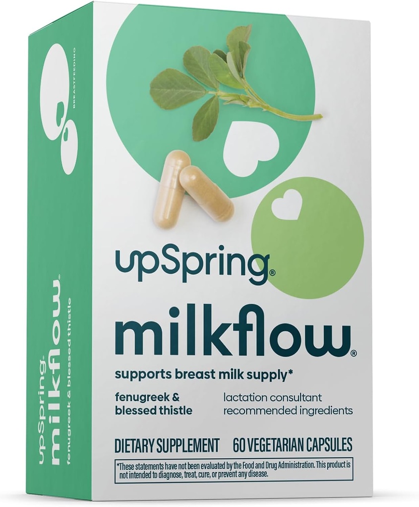 乳液増加のためのUpSpringミルクフロー乳液サプリメント, Fenugreek&Blessed Thistleと Breastfeedingサプリメント, Non-GMO, 乳液サポート 60 ビーガンカプセル