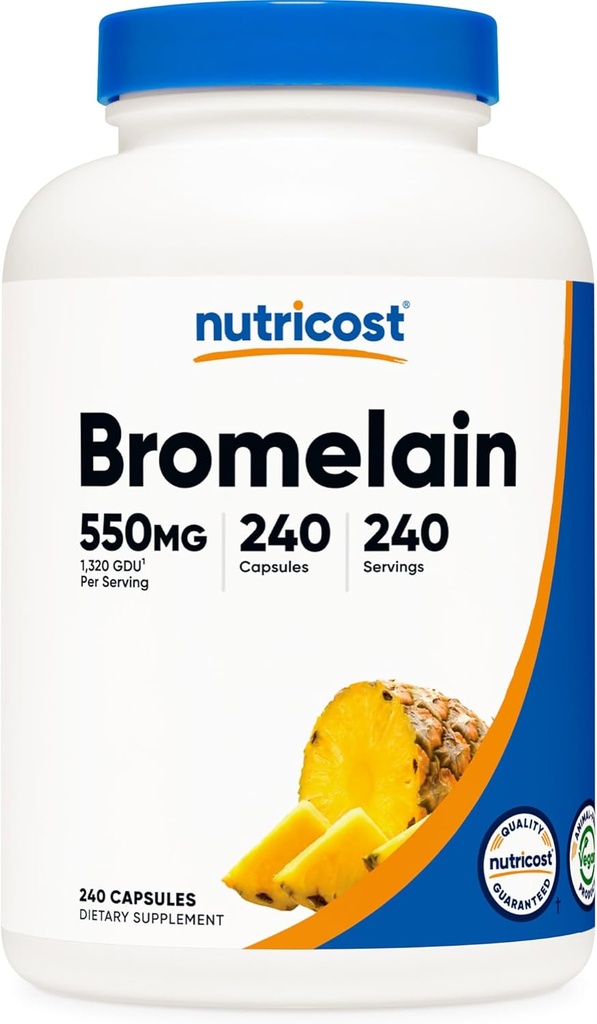 Nutricost Bromelain カプセル (240 カプセル) - 550 MG サービングあたり, ビーガン, 非GMO, GMP 準拠