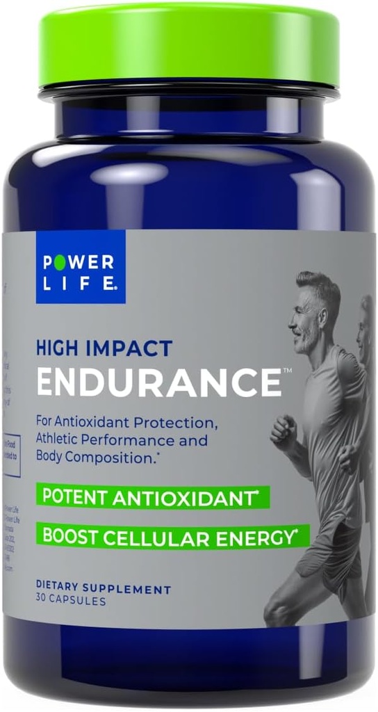 POWERLIFE High Impact Endurance Astaxanthin and ElevATP Athletic Performance Support Supplement, 30 Capsules