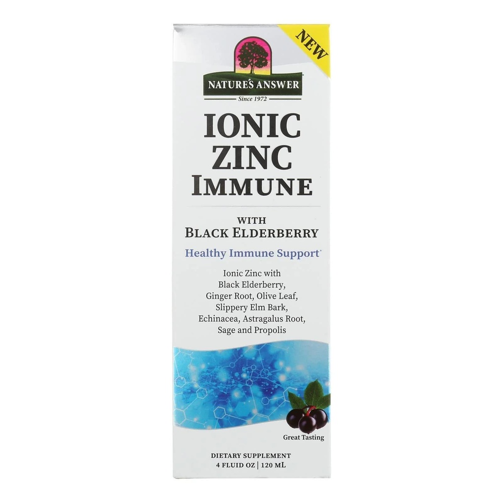 Nature's Answer Ionic 亜鉛免疫と黒のエルダーベリー 4 oz 抽出物とスリッパエルム, エキナセア, アストラガルス, セージ 160 瓶ごとサービング