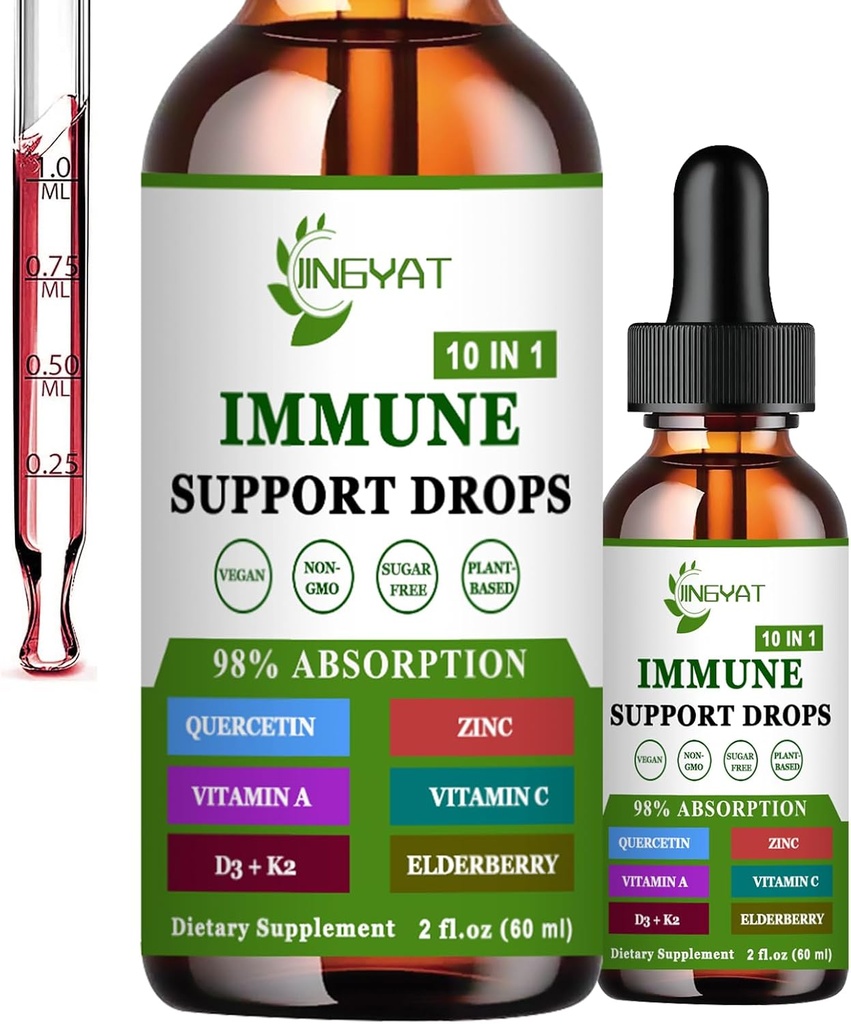 BromelainのビタミンC D3の液体が付いている亜鉛ケルセチンはビタミンA K2 EchinaceaのChlorophyllおよびElderberryとの免疫力サポートを低下させます- 10 in1免疫力の健康のための免疫の防衛低下のコンプレックス