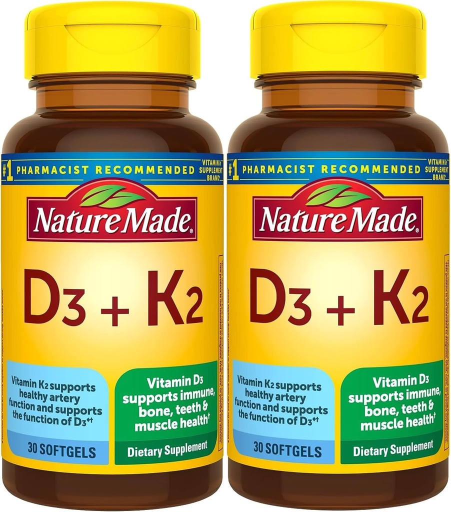 自然はビタミンD3 K2、5000 IU (125 mcg)のビタミンD、骨、歯、筋肉および免疫の健康サポート、30 Softgels、30日の供給のための食事療法の補足をしました