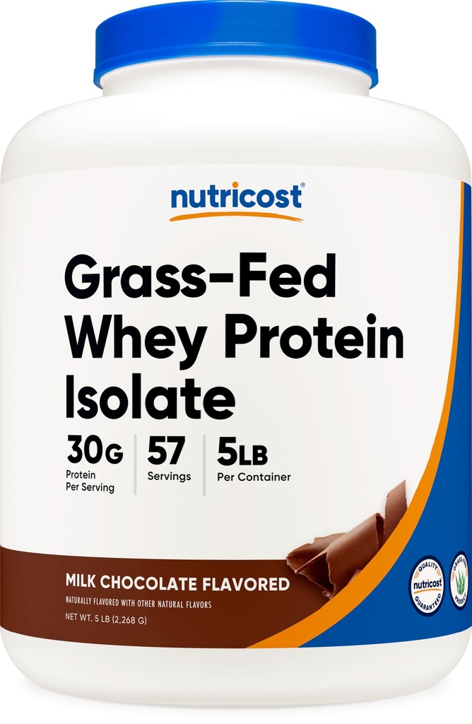 Nutricostの草供給された乳蛋白質の隔離剤(チョコレート)5LBS - 非GMOのグルテンフリー、自然な味