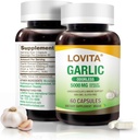 Lovita 無臭のニンニクのカプセル、5000mg の新しいニンニクの等価、1.25% アリシンのエキス、サポート心、血圧、コレステロール及び免疫システム、非GMO、グルテンフリー、60 ビーガンカプセル