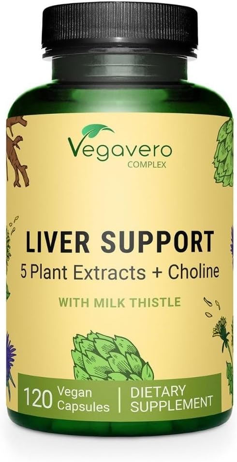 Vegavero の肝臓サポート | ミルクのこのサプリメント 9000mg | 120 カプセル | タンポ、アーティチョーク、チョリン、ビートルート | 肝臓の清潔なデトックス & 修理 | 80% シリマリン付き | 添加物なし & ビーガン