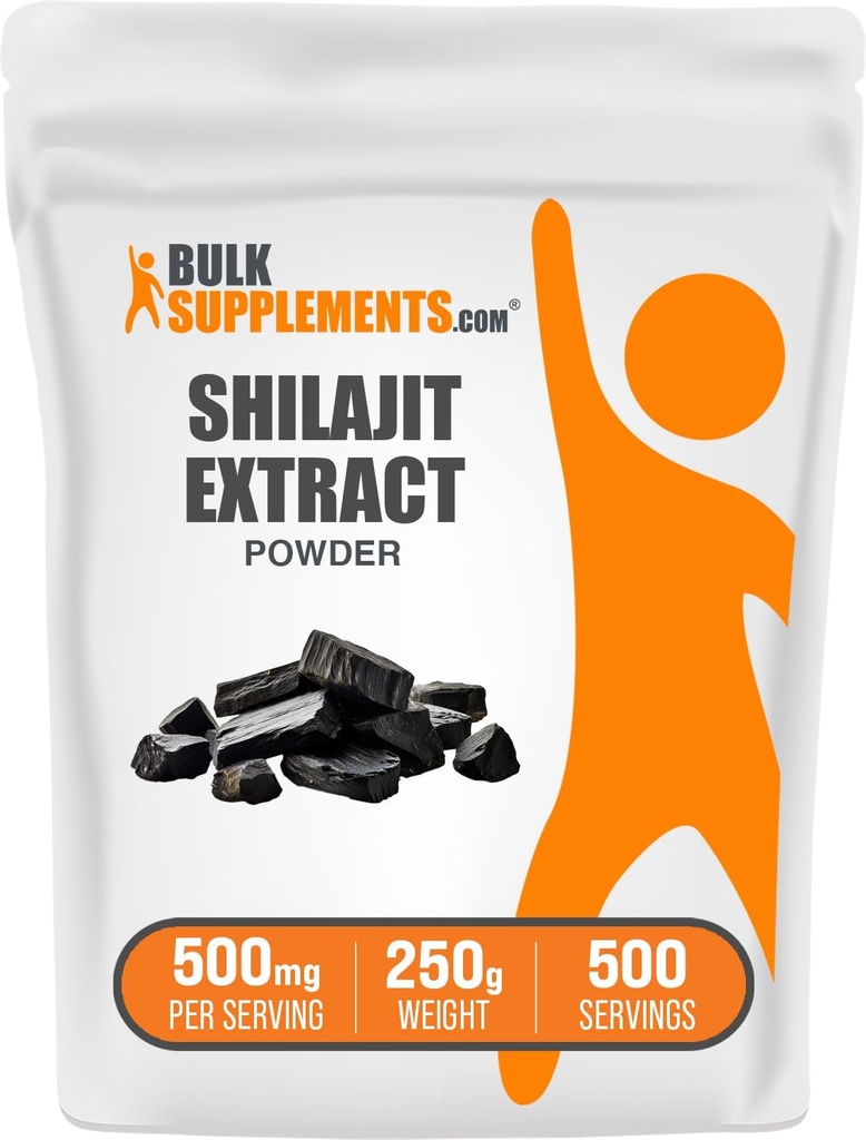 BulkSupplements.comシラジットエキスパウダー - フルビン酸サプリメント、シラジットサプリメント - グルテンフリー、シラジットパウダー、250g(8.8オンス)の1便あたりの500mg(パッケージ1)