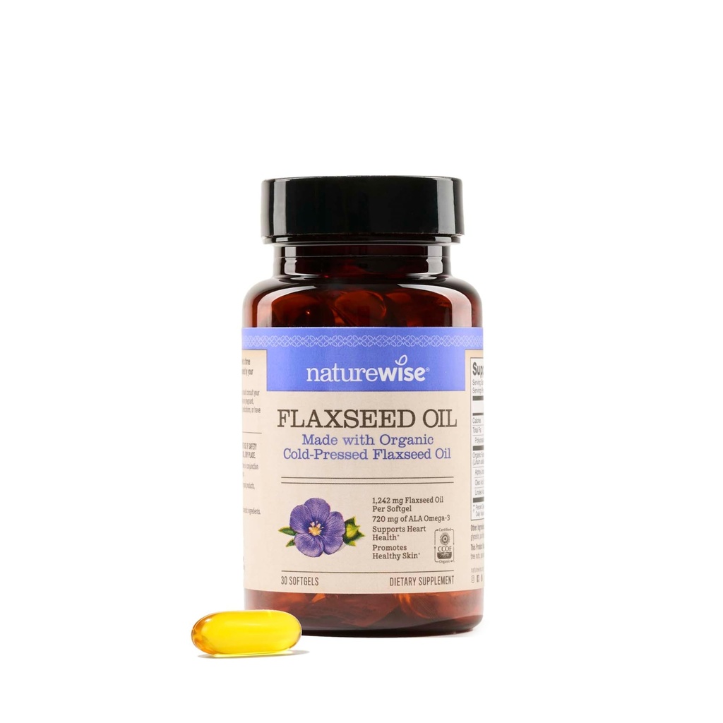 NatureWise 亜麻仁油 1200 mg, 魚無料オメガ 3 6 9 720 mg ALA, 心の健康サポートのためのサプリメント - 有機, 冷間プレス, 非GMO - 30 Softgels[1ヶ月の供給]