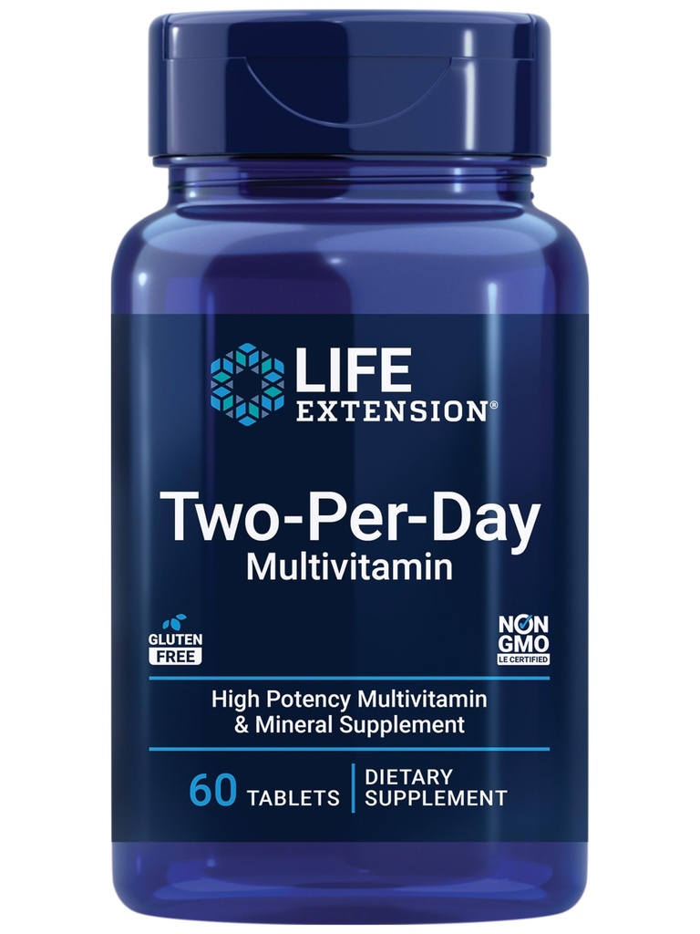 ライフエクステンション2-Per-Dayマルチビタミン - 男性と女性のためのビタミン&ミネラルの毎日の用量 - エネルギー、健康のための完全なエッセンシャルビタミンサプリメント - グルテンフリー - 非GMO - 60錠